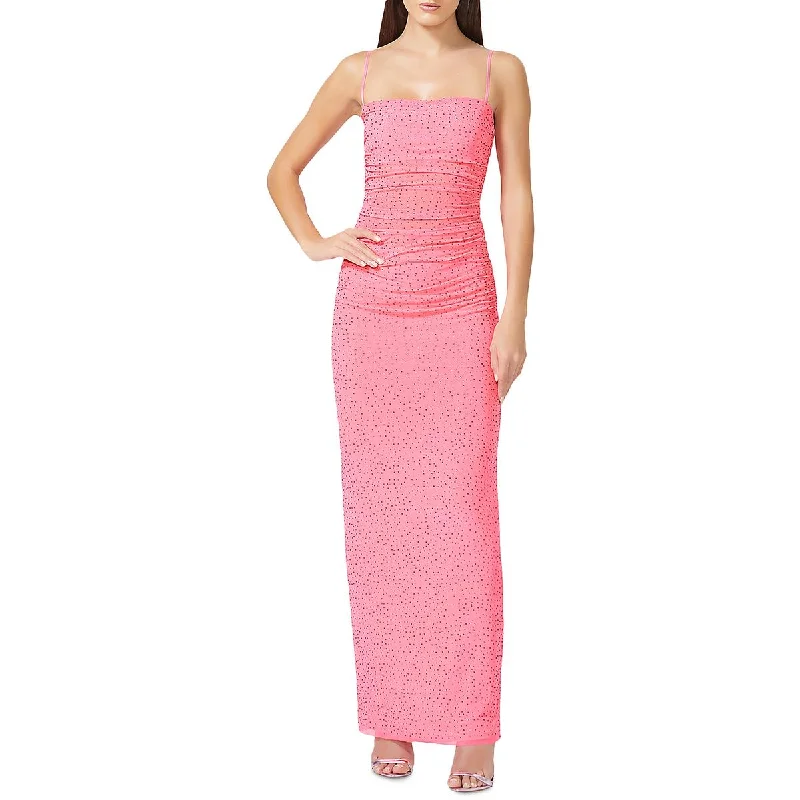 women's stretchy dressesAFRM Womens Jennan Knit Rhinestone Evening Dress