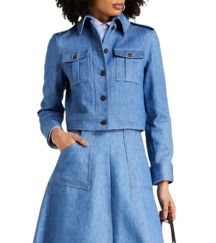 classic women's coatsThe Dianora Jacket In Blue Denim