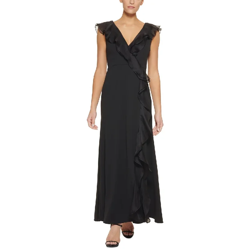 women's empire-line dressesDKNY Womens Surplice Ruffled Evening Dress