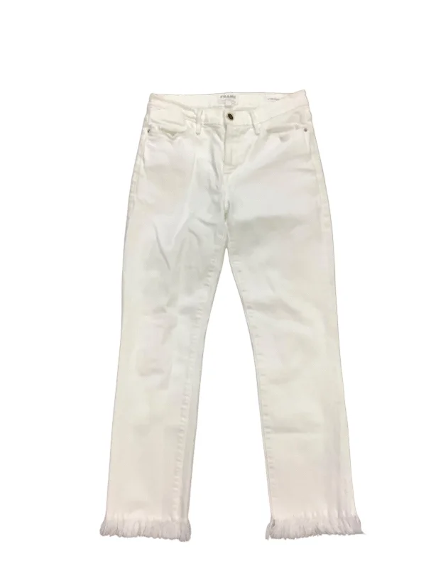 women's low-rise denim jeansJeans Straight By Frame In White, Size: 4