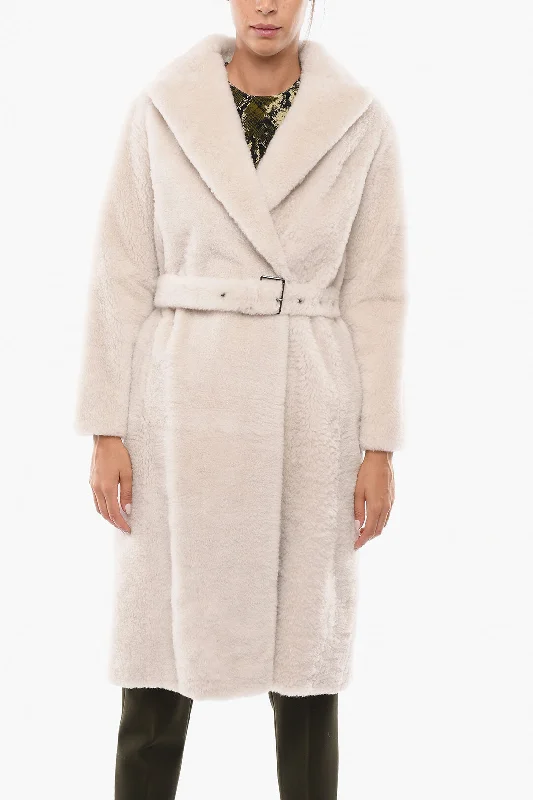 women's coats for fall and winter transitionsBrunello Cucinelli Double-breasted Fur Coat with Belt and Hidden Buttons