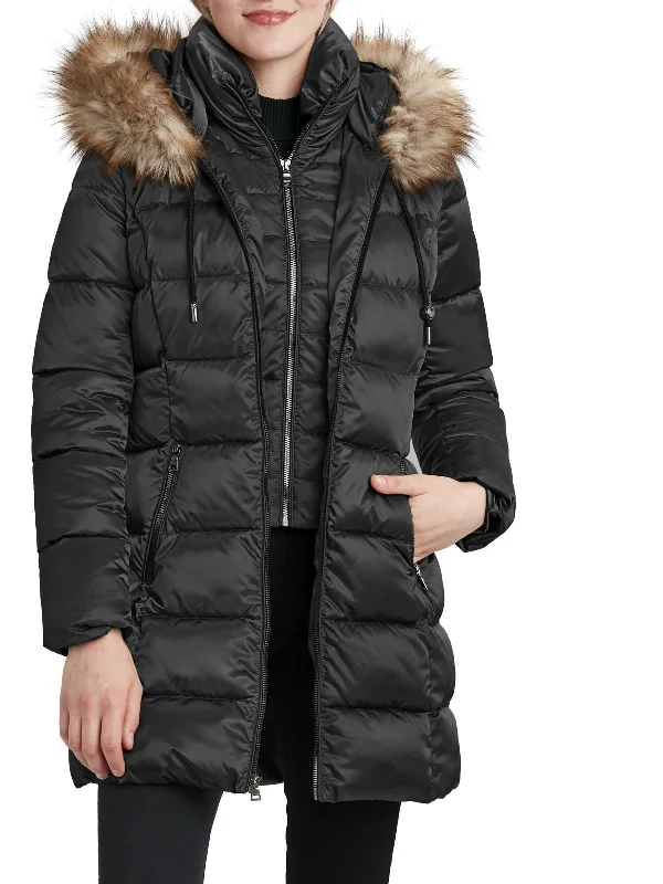 women's coats for layeringWomens Satin Cold Weather Puffer Jacket