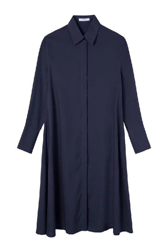 Chiffon DressFlared Midi Shirt Dress | Blue