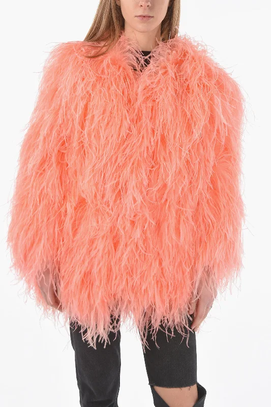 women's coats for those who believe in investing in quality fashionAndy Ho Feather Jacket with Hook Closure