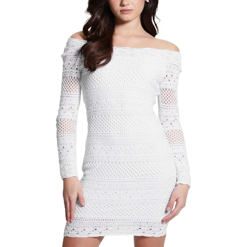 Maternity DressGuess Womens Amelie Crochet Open Back Bodycon Dress