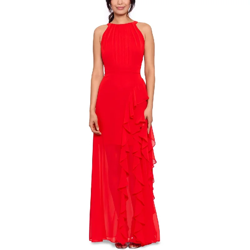 Fit-And-Flare DressB&A by Betsy and Adam Womens Ruffled Evening Dress