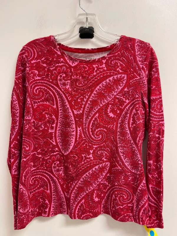 women's tops with sleeveless designsTop Long Sleeve By Talbots In Red, Size: L