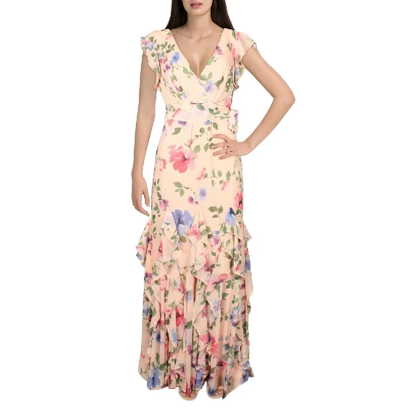 women's ethical fashion dressesLauren Ralph Lauren Womens Vikrana Ruffled Long Evening Dress