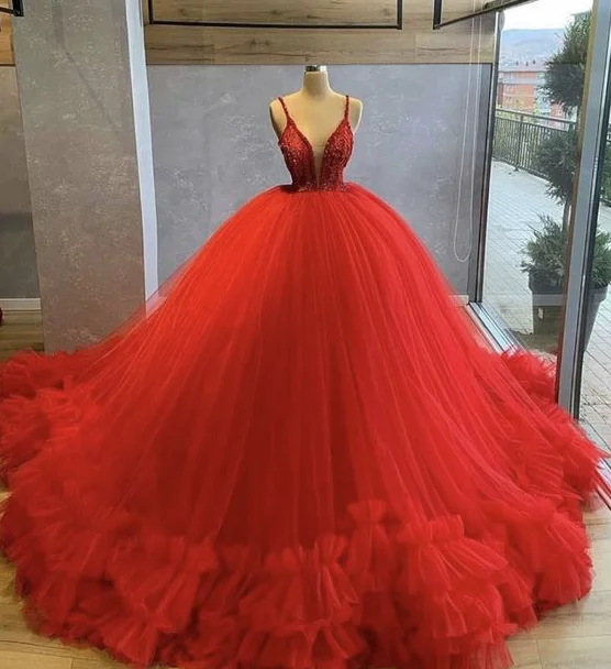 Tulle DressAmazing Spaghetti Straps Beading Bodice Tulle Evening Dress   gh1968