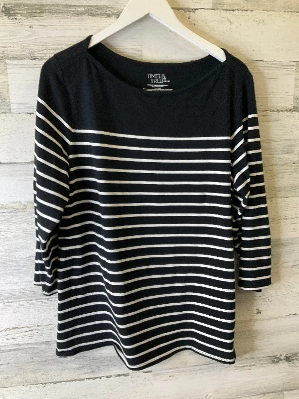 women's tops for those who want to stay updated with the latest fashion trendsTop Long Sleeve By Time And Tru In Black & White, Size: L