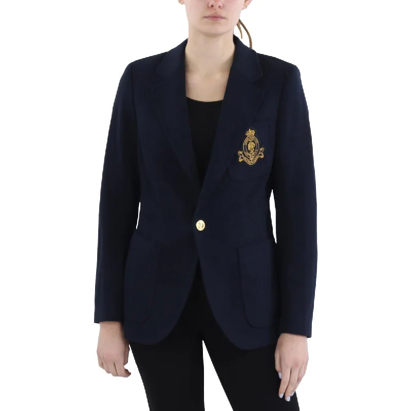 Womens Shoulder Pads Long Sleeve One-Button Blazer