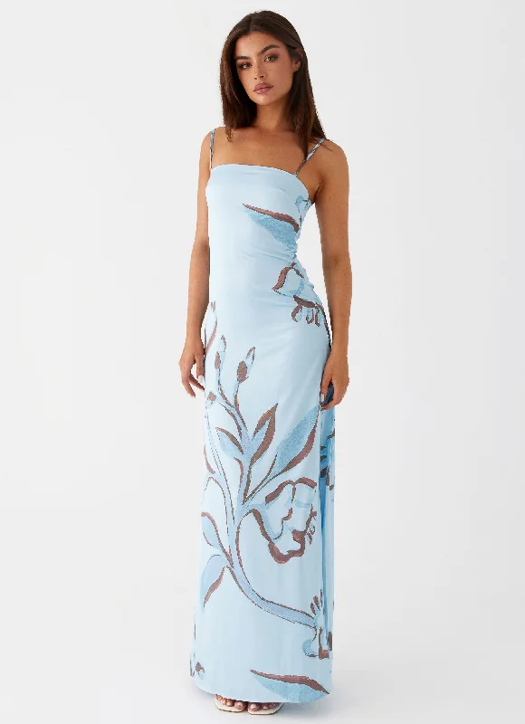 Designer DressAster Bloom Maxi Dress - Blue Floral