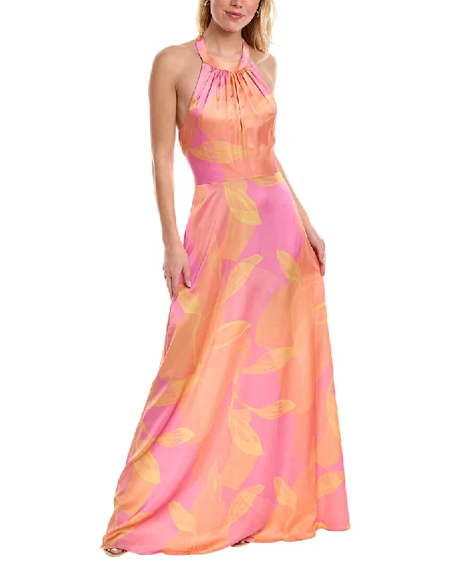 women's vacation dressesAidan Mattox Halter Printed Maxi Dress