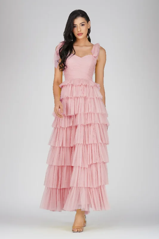 Prom DressOphelia Pink Maxi Dress with Tie Detail