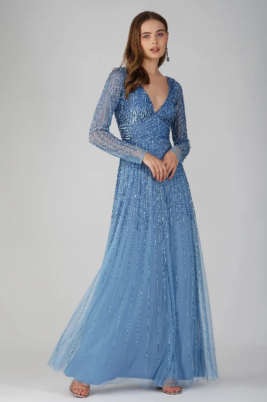 Bridesmaid DressLaura Embellished Maxi Dress in Powder Blue