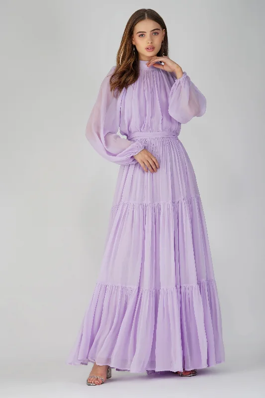 women's stretchy dressesRosetta Maxi Dress in Lilac