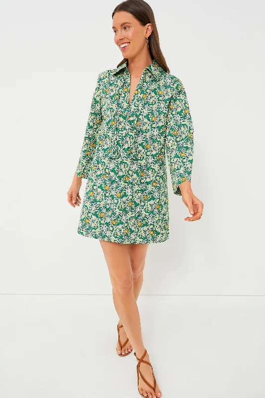 Peplum DressLong Sleeve Green Carrington Collared Mini Dress