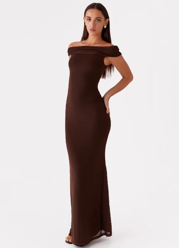 High-Neck DressMarilyn Maxi Dress - Chocolate