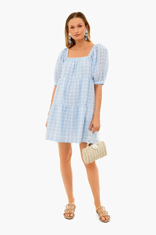 Fit-And-Flare DressLight Blue Gingham Gretta Mini Dress