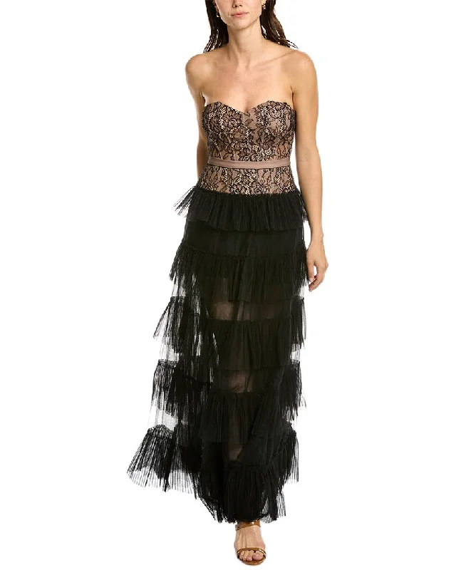 women's off-the-shoulder dressesBCBGMAXAZRIA Lace Evening Maxi Dress