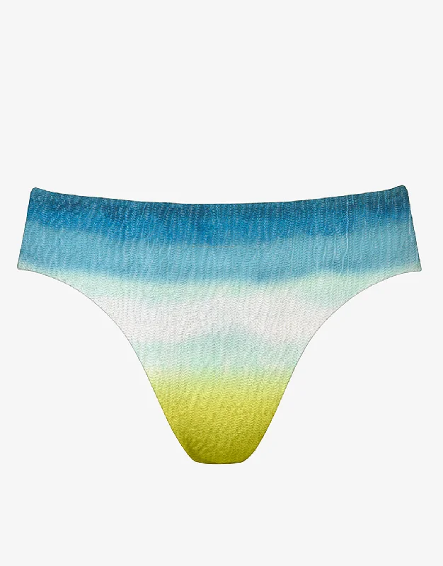 Low-Cut Female SwimwearOmbre Flow High Leg Bikini Pant - Aqua Shades