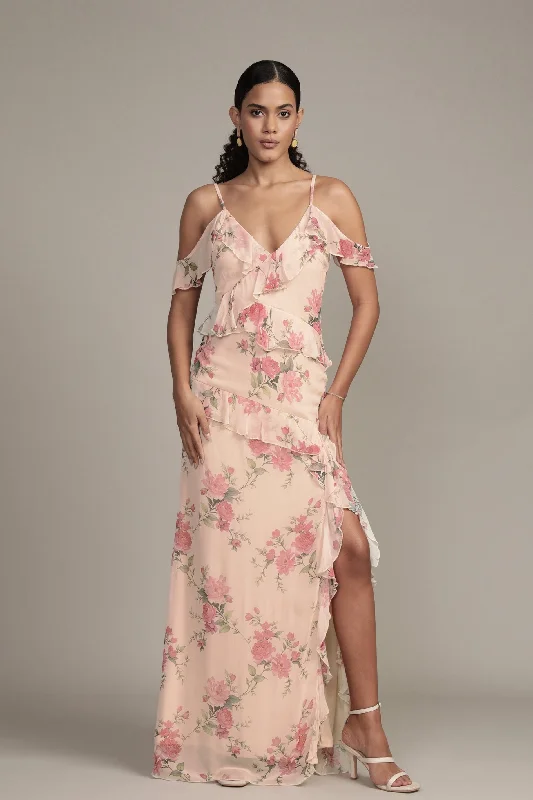 Scoop-Neck DressLeighton Maxi Dress in Floral Print