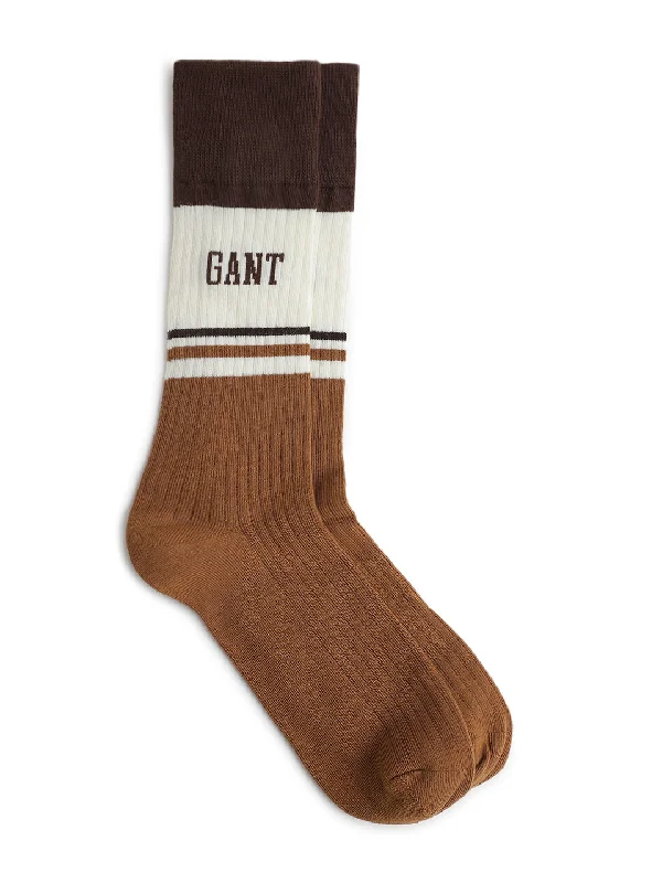 Dress SocksGant Men Brown Colour Blocked Socks (Pack of 2)