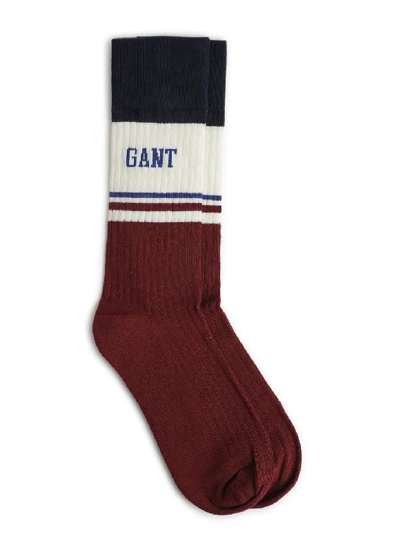 Comfortable SocksGant Men Burgundy Colour Blocked Socks (Pack of 2)