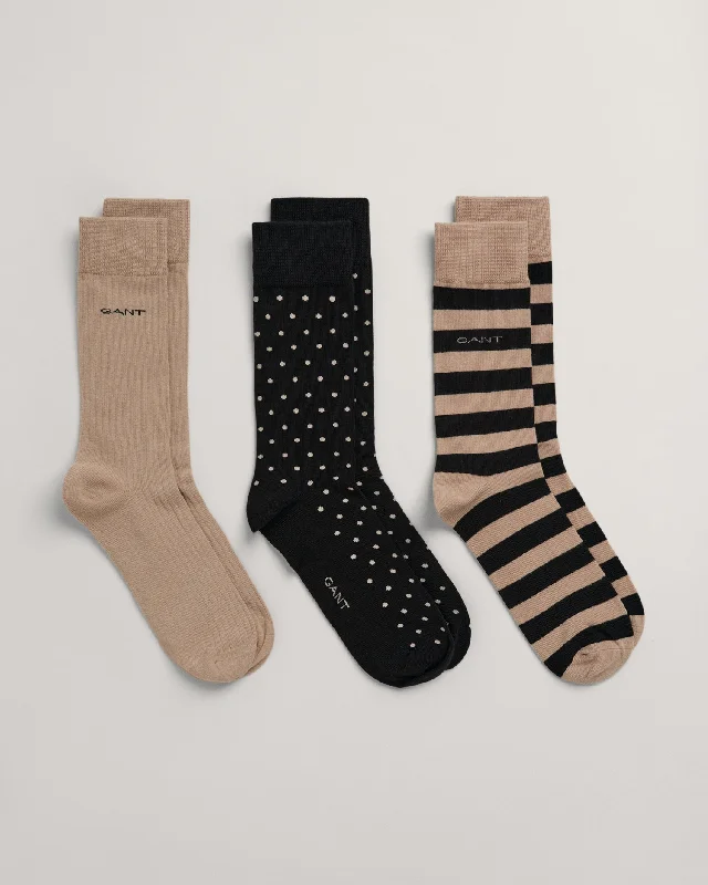 Dress Code SocksGant Men Pack Of 3 Above Ankle Length Printed Socks