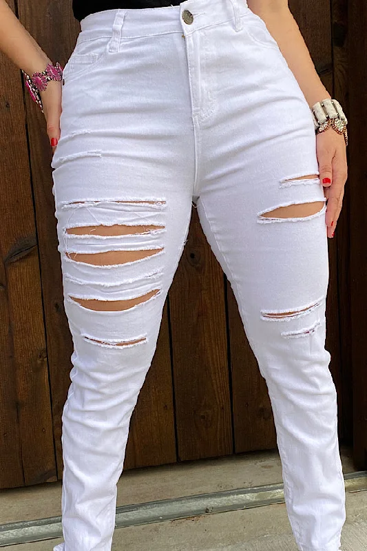 women's stretch pantsJ513 White distressed women skinny jeans IS12