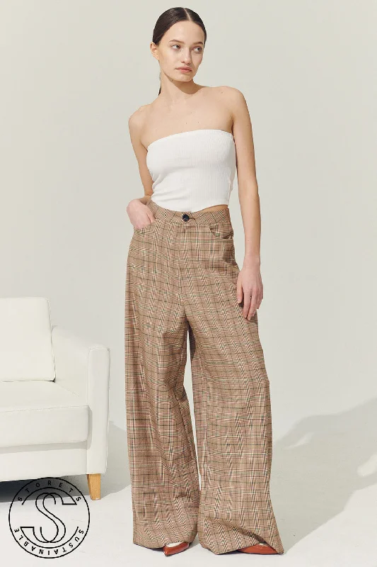 women's short pantsRe:born Mya Wide Leg Pants in Plaid