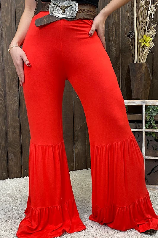 women's solid-color pantsYMY11947-2 Red straights pants