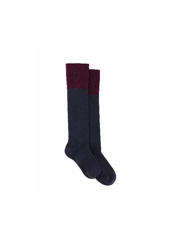 Cool SocksSignature Women's Knee High Socks - Navy & Plum