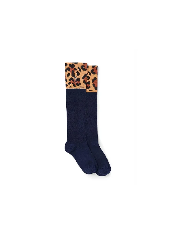 Baby SocksSignature Women's Knee High Socks - Navy & Leopard