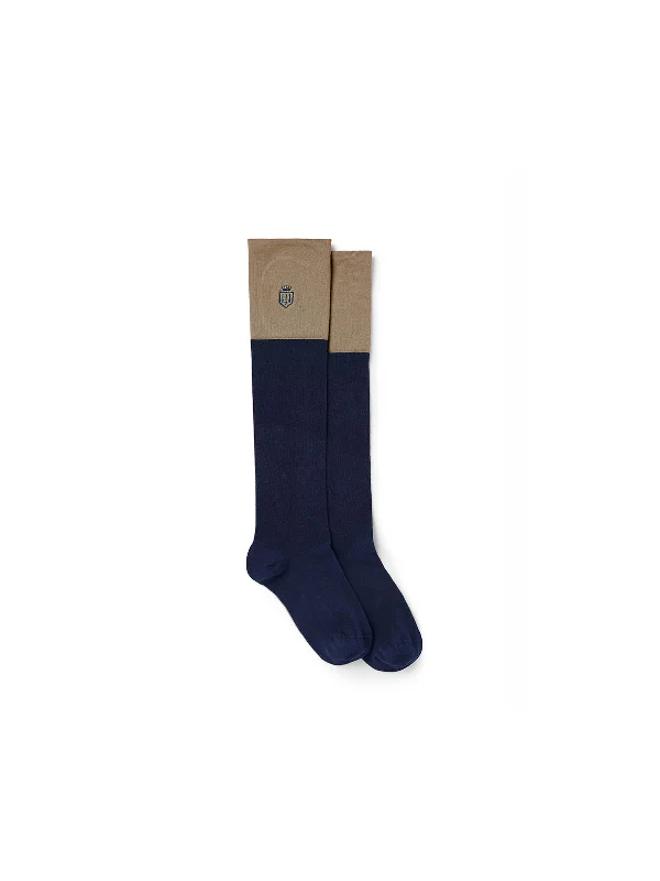 Women's SocksSignature Women's Knee High Socks - Navy & Taupe