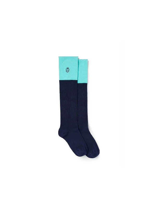 Party SocksSignature Women's Knee High Socks - Navy & Turquoise