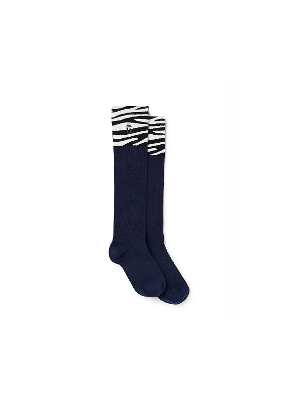 Hidden SocksSignature Women's Knee High Socks - Navy & Zebra