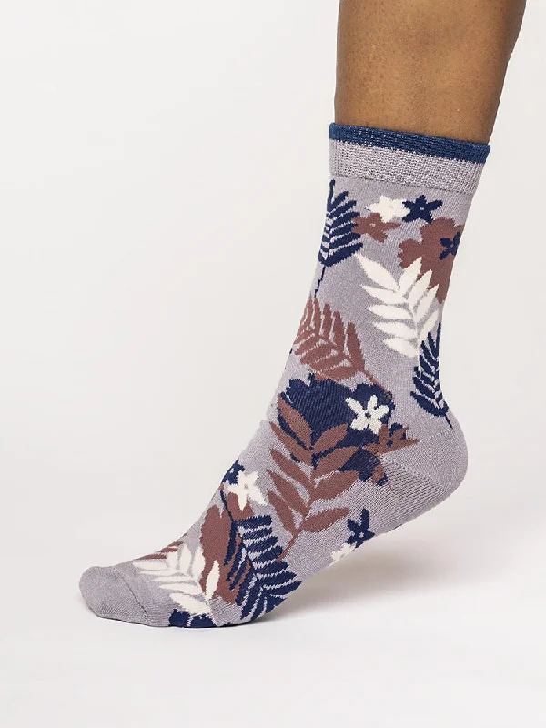 Sustainable SocksPalm Leaf Socks - Pebble Grey