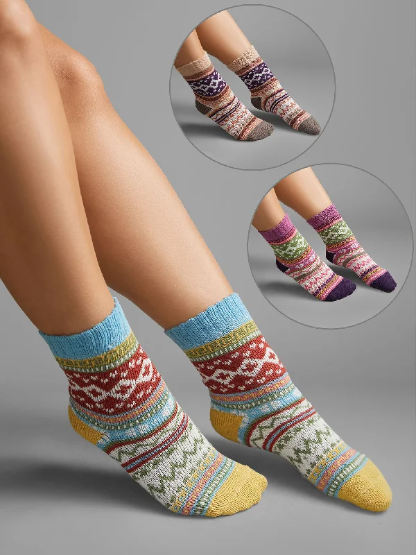 Boho Socks3 Pairs Geometric Textured Socks