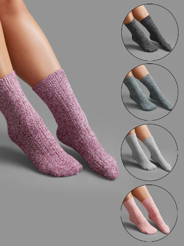 Seamless Socks5pairs Plain Textured Mid-Calf Socks