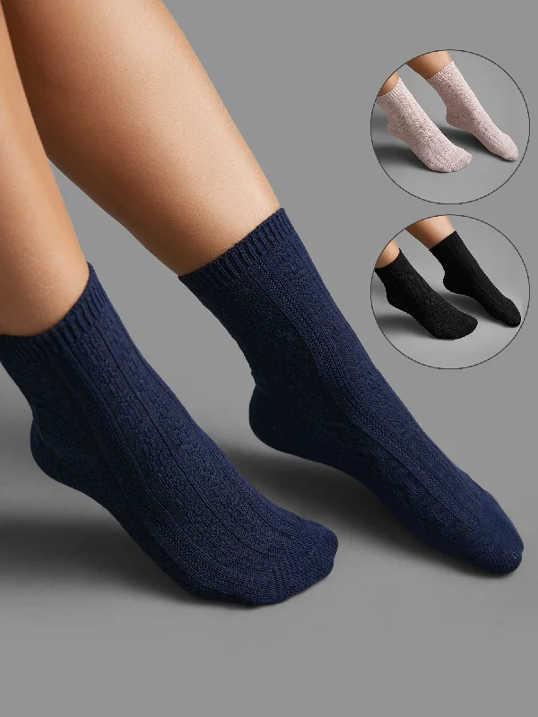 Soft Socks3 pairs Plain Textured Mid-Calf Socks