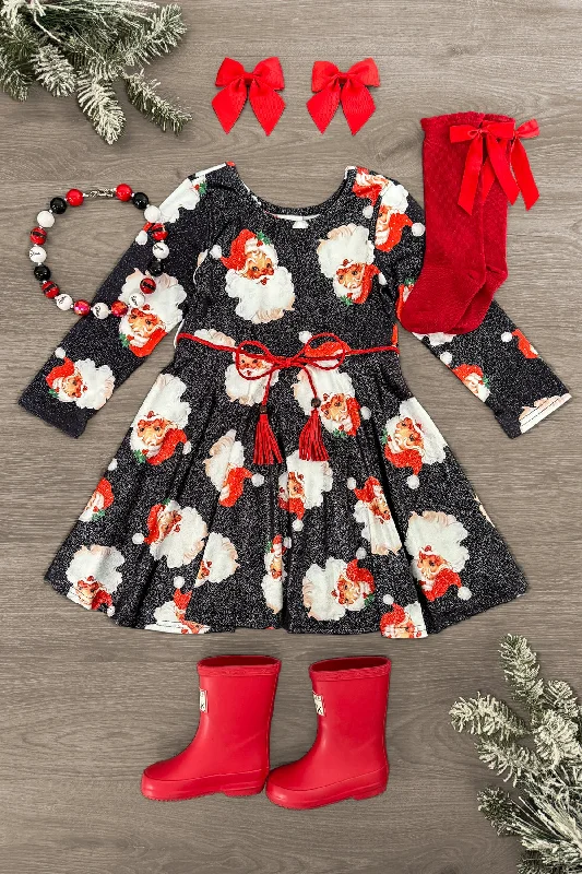 Velveteen DressBlack Glitter Santa Claus Dress