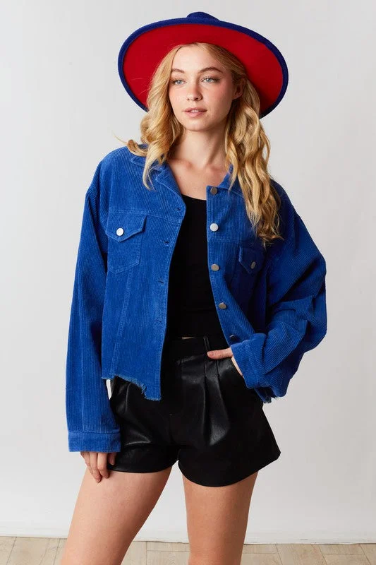 women's beach dressesVintage Vibes Blue Corduroy Jacket