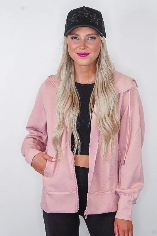 women's satin dressesChilly Mornings Pink Hoodie Jacket