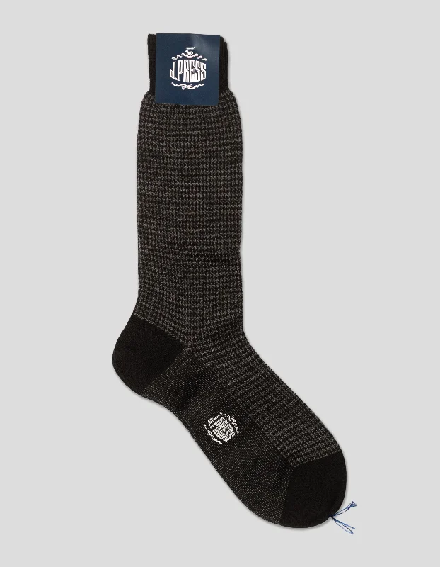 Argyle SocksHOUNDSCHECK WOOL SOCKS - BLACK/GREY