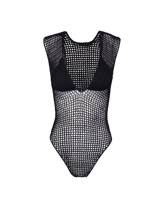 Zipper DressKnit Noah Bodysuit - Black