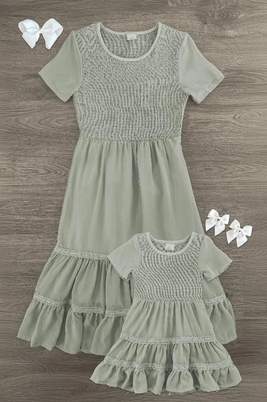 Skater DressMom & Me - Gray Ruffle Dress