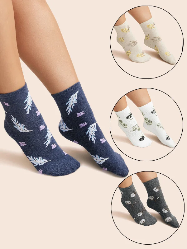 Dress SocksPlants Printed Three Pair Socks