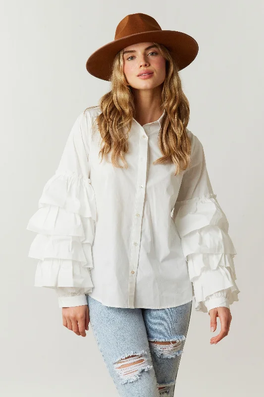 Casual DressRuffled To Perfection White Top