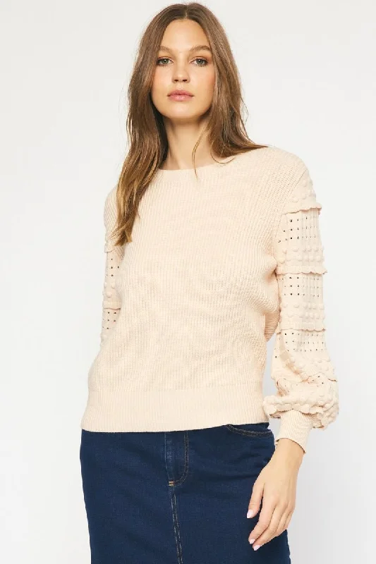 Chiffon DressSweet Ruffles Oatmeal Textured Sweater